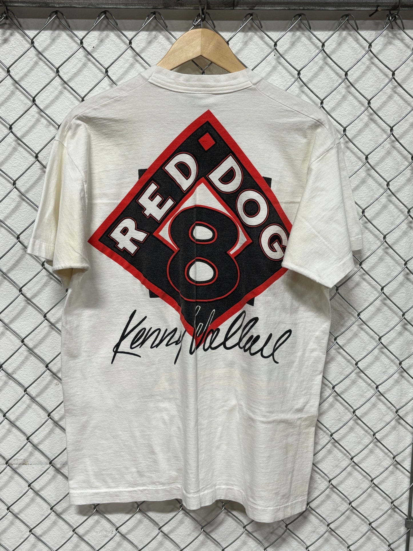 Vintage 90's Kenny Wallace Red Dog Drag Racing Tee Size XL