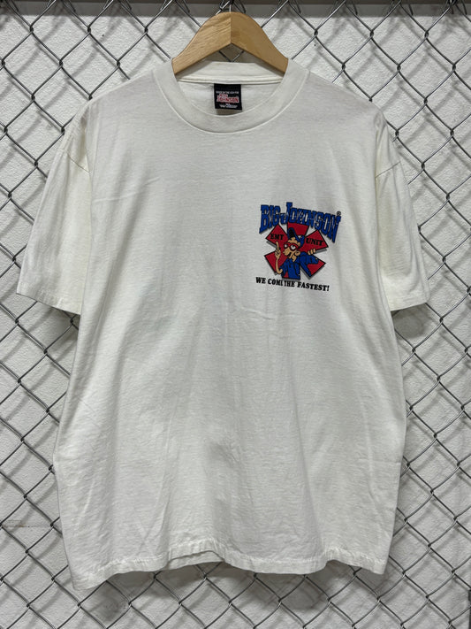 Vintage 90's Big Johnson EMT Services Come Fastest Funny Graphic Tee Size XL