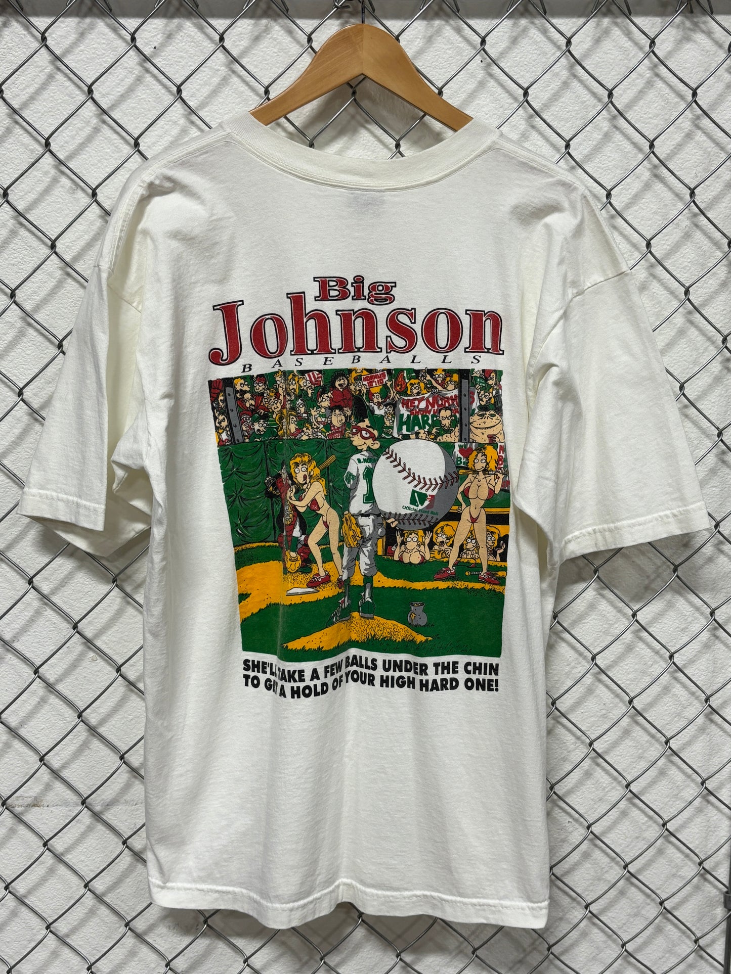 Vintage 90's Big Johnson Baseball Funny Graphic Tee Size XL