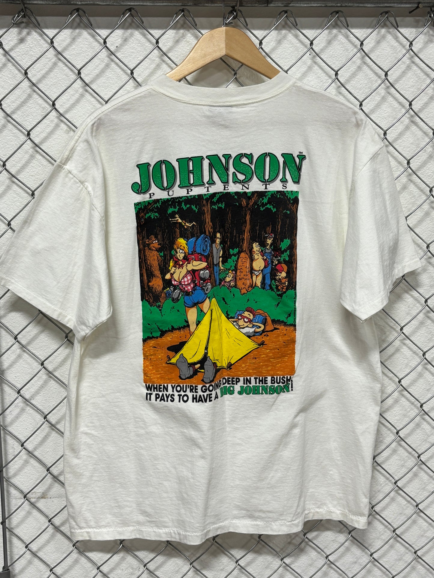 Vintage 90's Big Johnson Puptents Funny Graphic Tee Size XL
