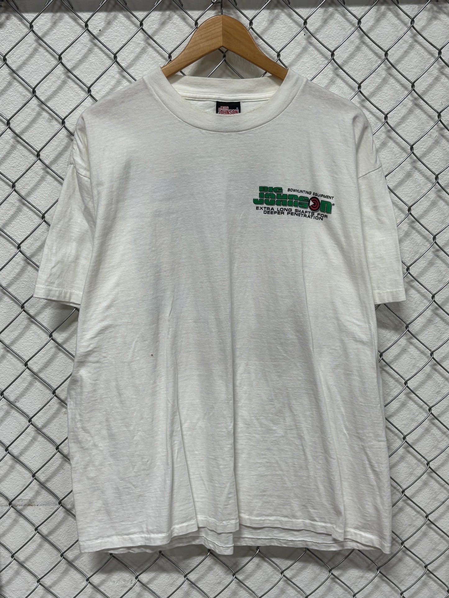 Vintage 90's Big Johnson Bowhunting Equipment Funny Graphic Tee Size XL