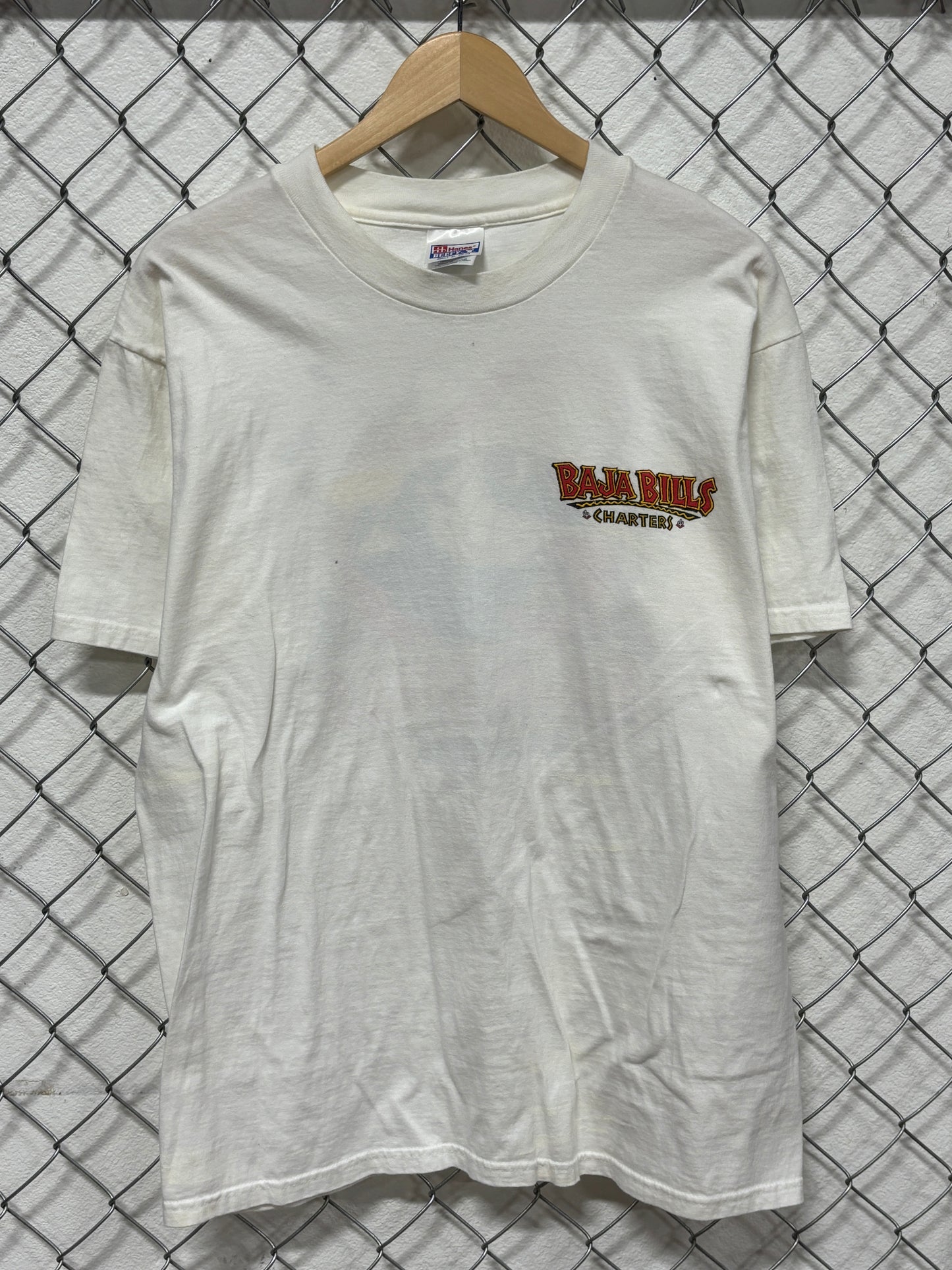 Vintage 90's Baja Bills Charters Drink Like a Fish Cartoon Tee Size XL