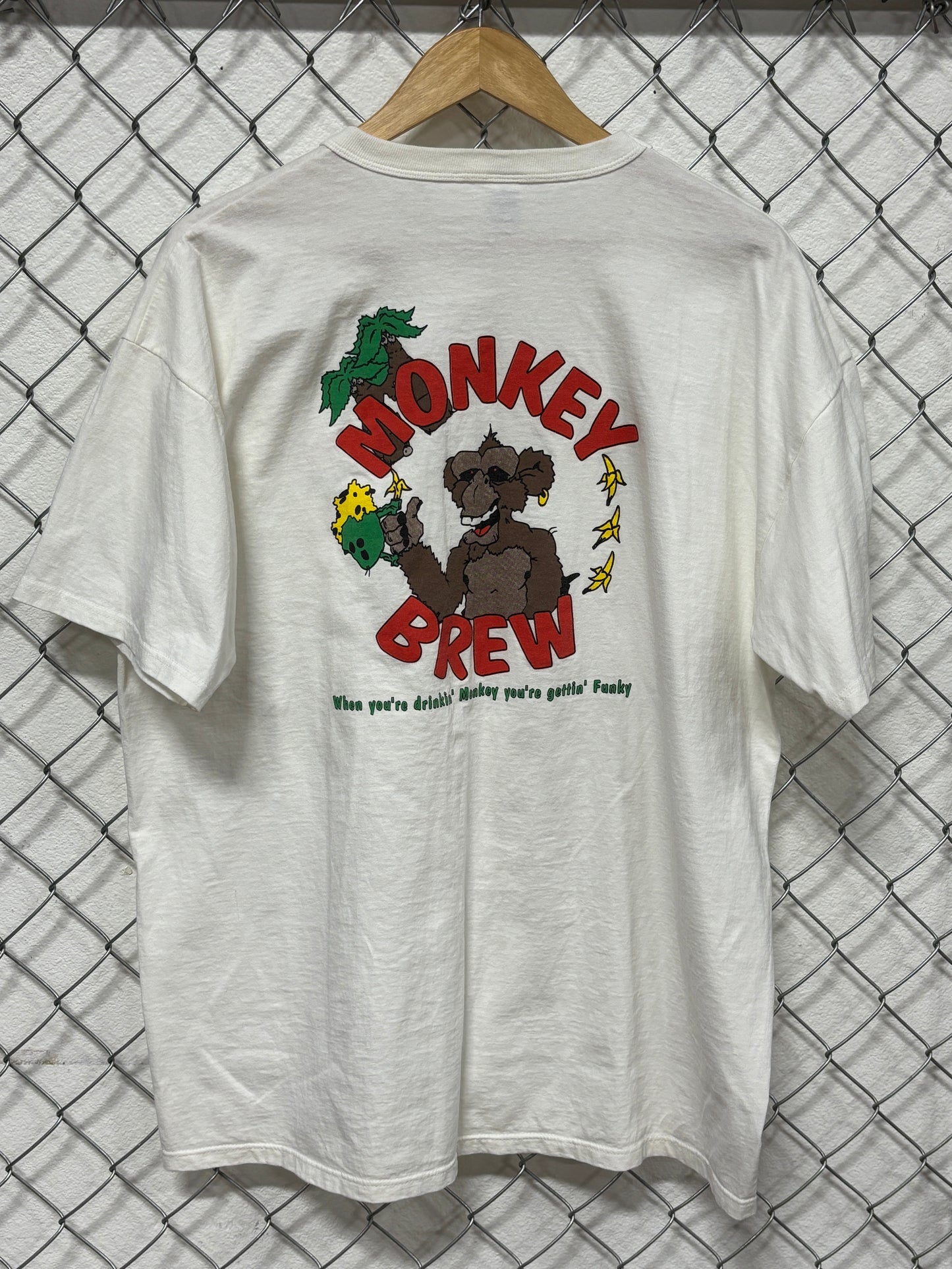 Vintage 90's Monkey Brew Drinkin Monkey Gettin Funky Tee Size XL