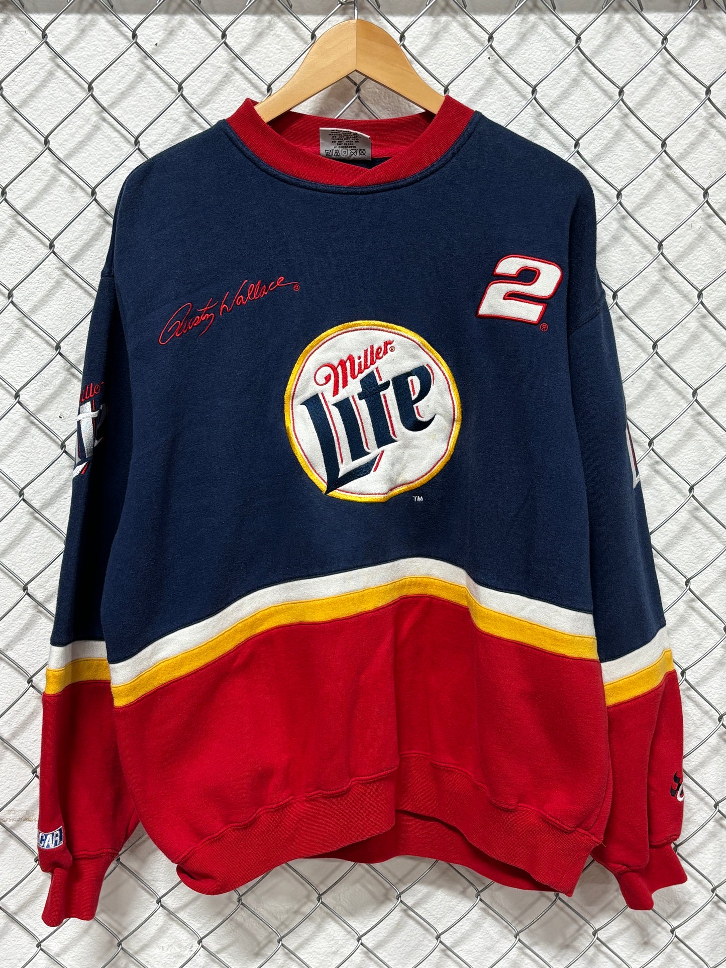 Vintage 90's NASCAR Miller Lite Rusty Wallace Racing Sweater Size Large
