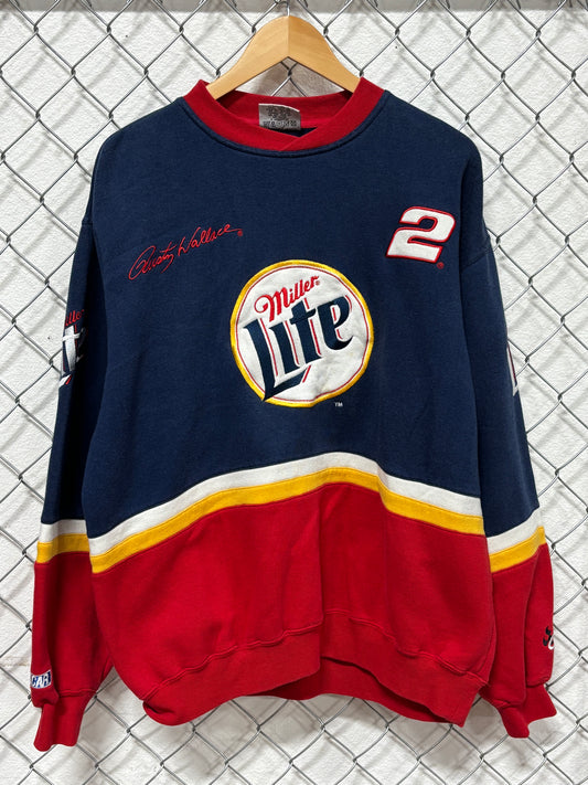 Vintage 90's NASCAR Miller Lite Rusty Wallace Racing Sweater Size Large