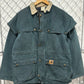 Vintage 90's Carhartt CB5043 Heart Green Duster Jacket Size Large