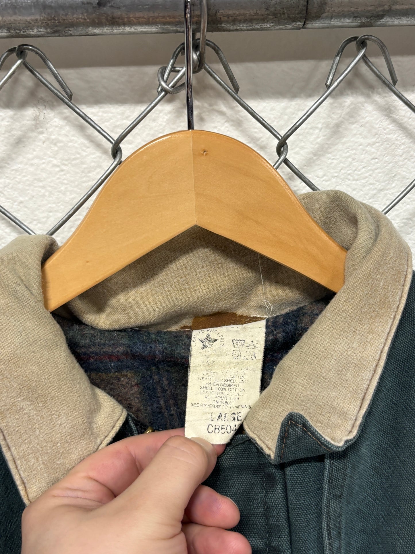 Vintage 90's Carhartt CB5043 Heart Green Duster Jacket Size Large