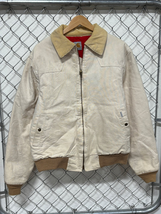 Vintage 90's Carhartt Santa Fe Red Liner Workwear Tan Jacket Size Large