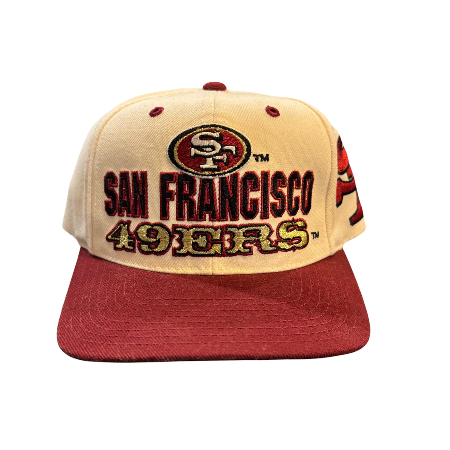 Vintage 90's San Francisco 49ers Old English Blockhead Snapback Hat