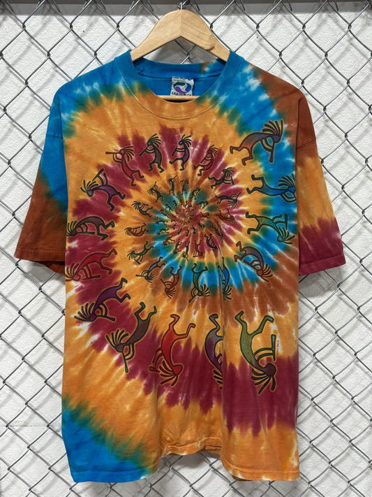 Vintage 90's Liquid Blue Kokopelli Tie Dye Southwestern Tee Size XL