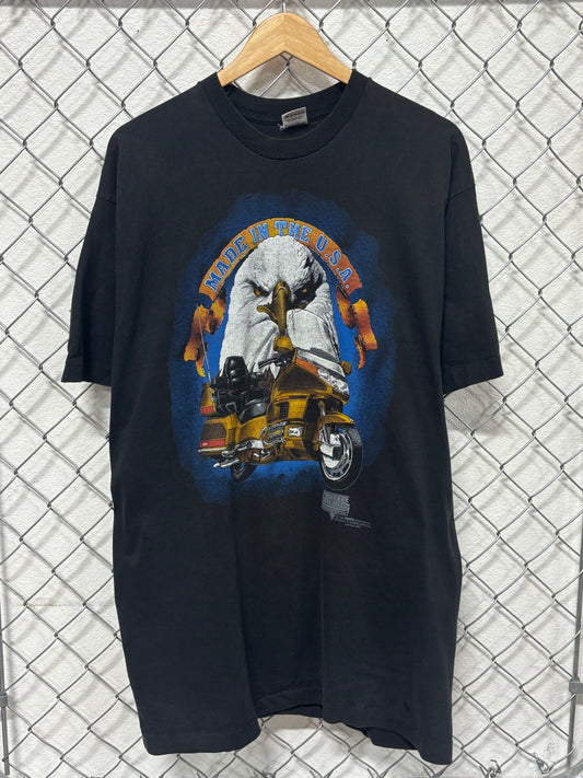 Vintage 1993 Tour America Bald Eagle Biker Graphic Tee Size XXL