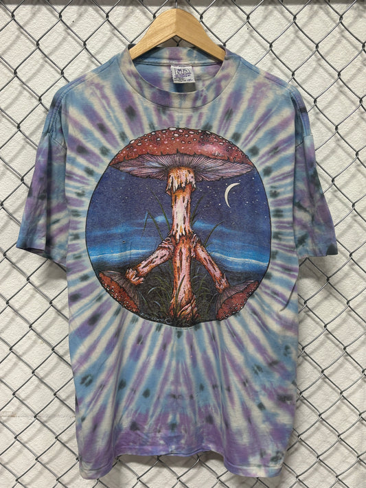 Vintage 1993 Mushroom Peace Tie Dye Not Fade Away Graphic Tee Size XL