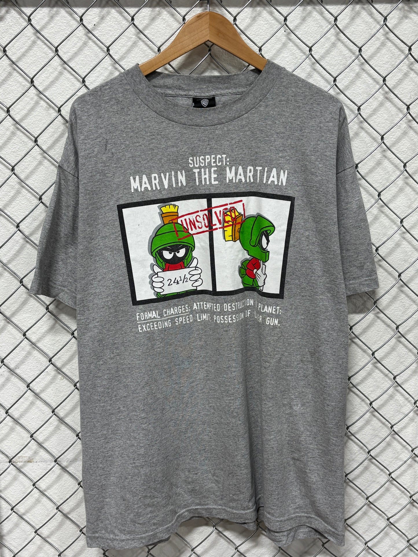 Vintage Y2K Marvin the Martian Suspect Looney Tunes Cartoon Tee Size XXL