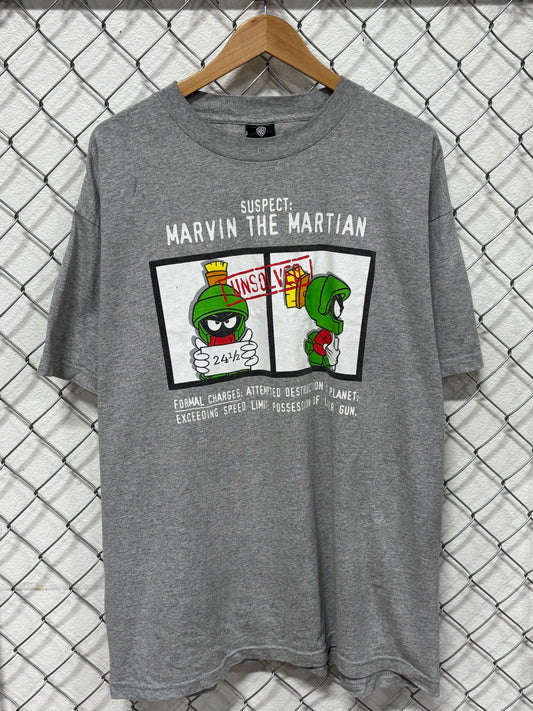 Vintage Y2K Marvin the Martian Suspect Looney Tunes Cartoon Tee Size XXL