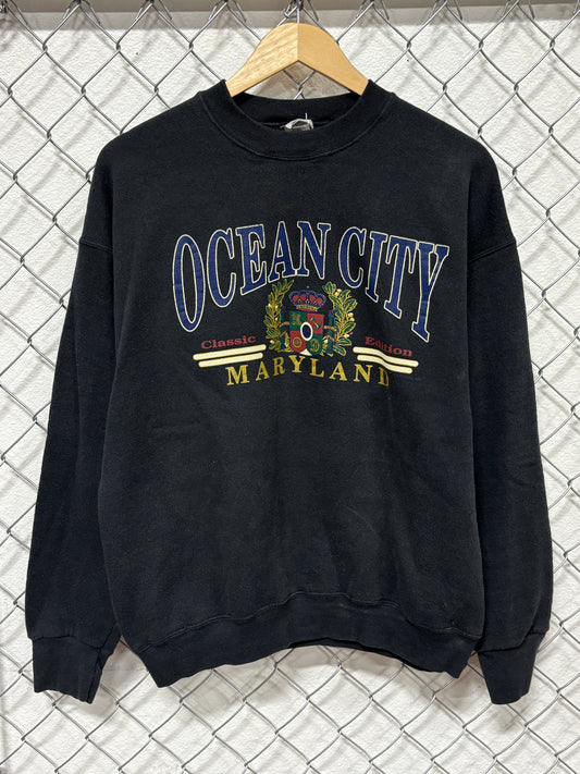 Vintage 90's Ocean City Maryland Crest Logo Crewneck Sweater Size Large