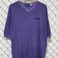 Vintage 90's Rocke Gear Purple V Neck Striped Tee Size Large