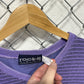 Vintage 90's Rocke Gear Purple V Neck Striped Tee Size Large