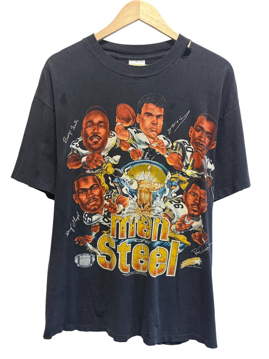 Vintage 90's Pittsburgh Steelers Men of Steel Big Head NFL Tee Size XL