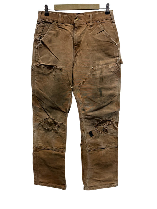 Vintage Carhartt Brown Double Knee Distressed Carpenter Pants Size 32x30