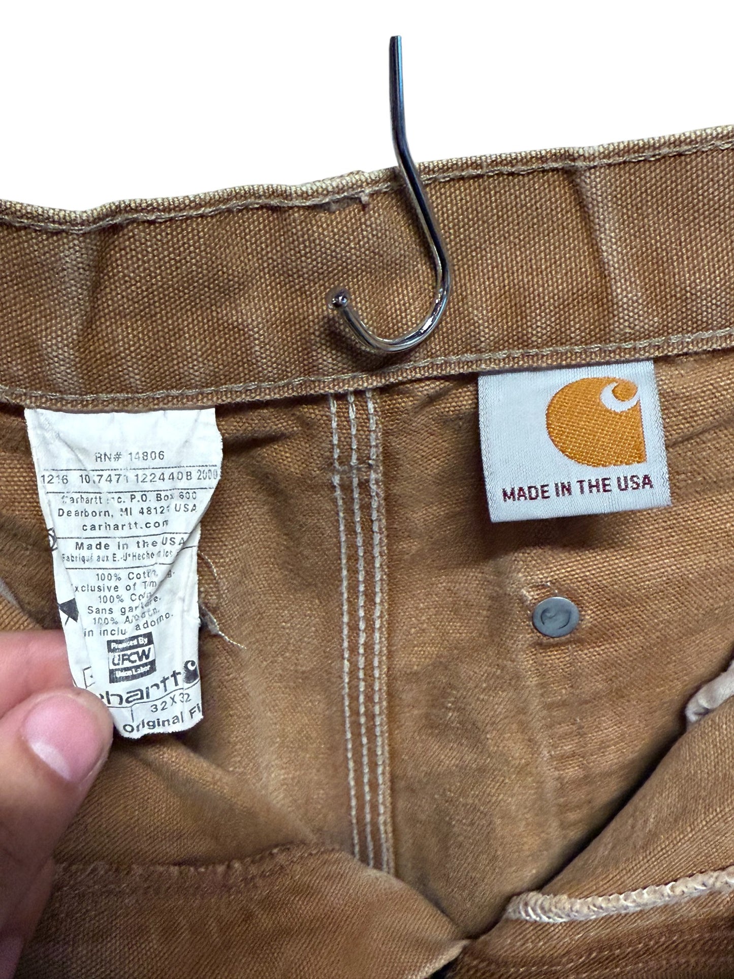 Vintage Carhartt Brown Double Knee Distressed Carpenter Pants Size 32x30