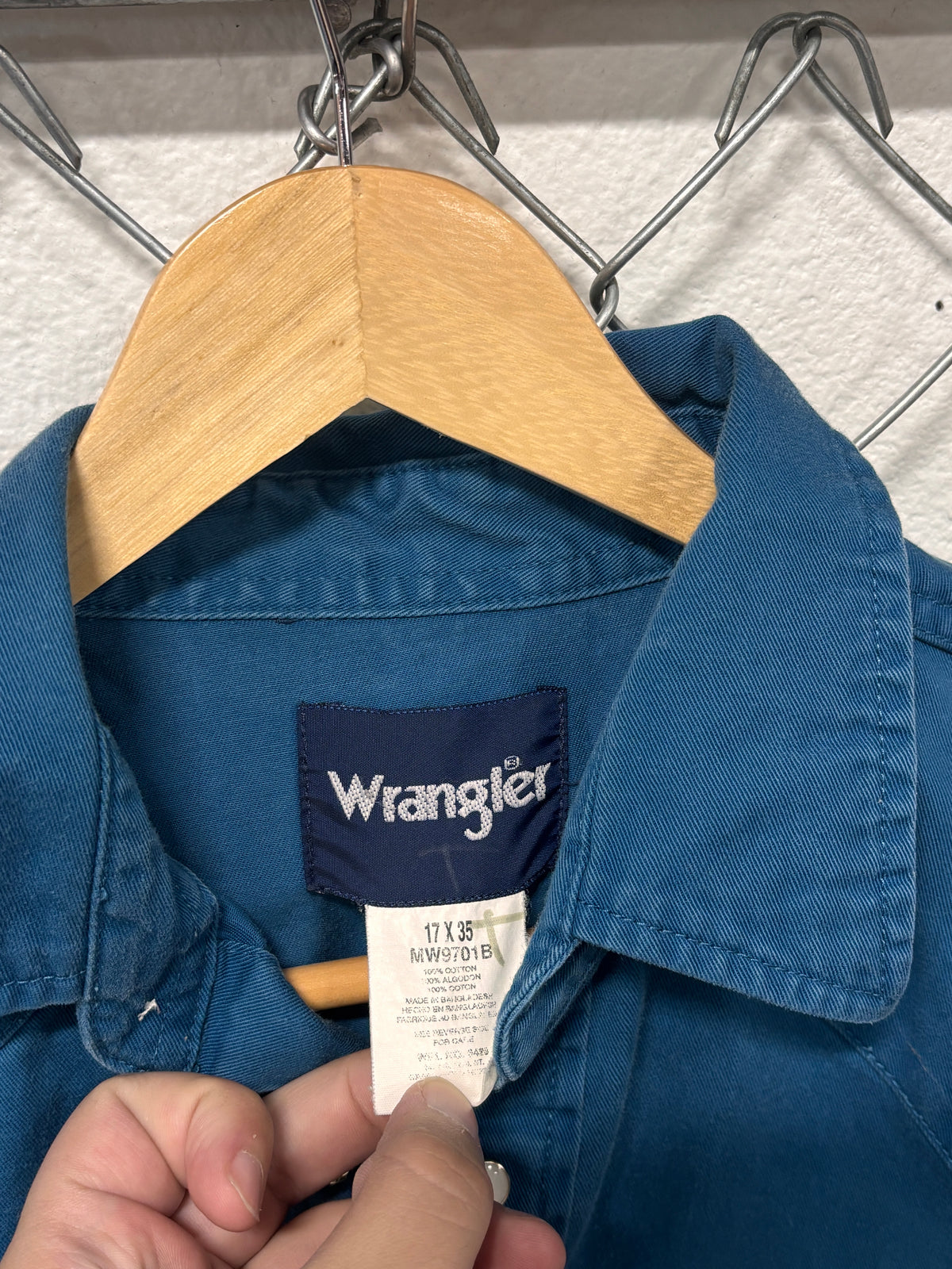 Wrangler Blue Pearl Snap Button Up Western Shirt Size XXL