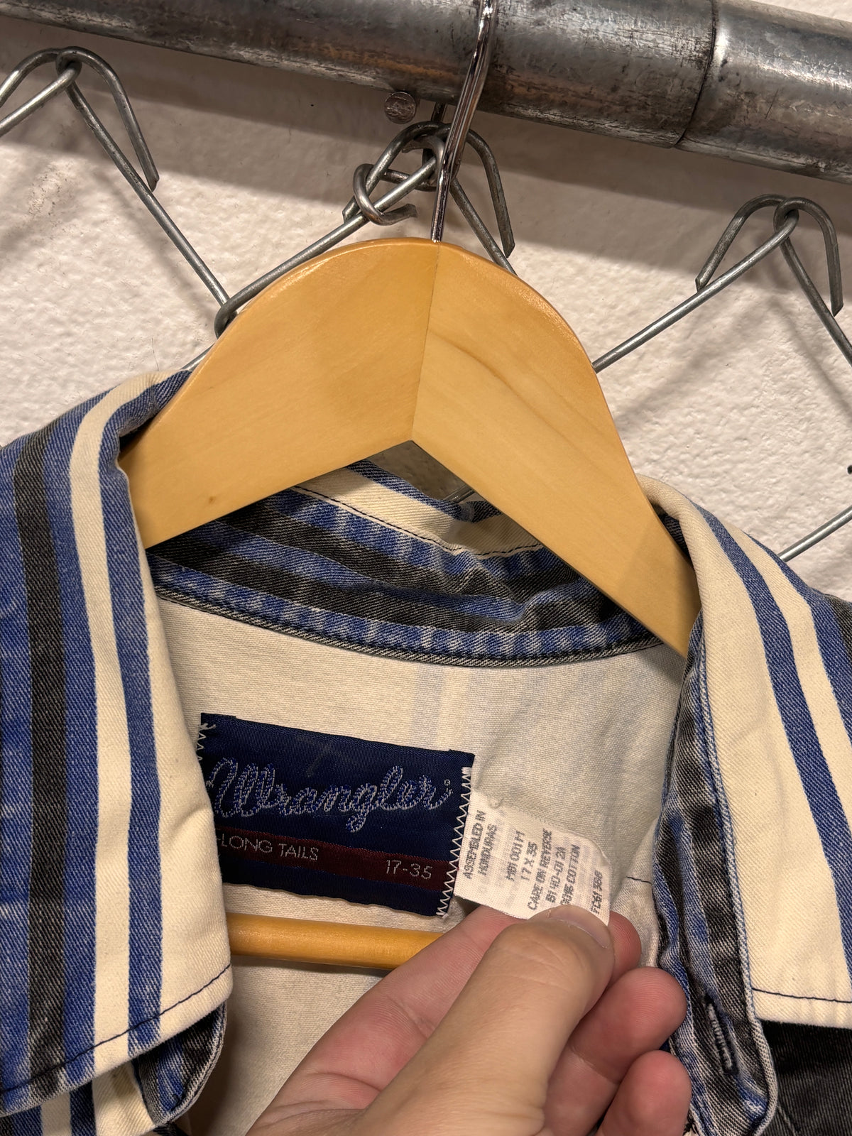 Vintage Wrangler Pearl Snap Striped Brushpopper Button Up Western Shirt Size XL