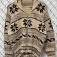 Vintage 60's Cowichan Hand Made Zip Up Cardigan Sweater Size Large