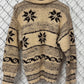 Vintage 60's Cowichan Hand Made Zip Up Cardigan Sweater Size Large