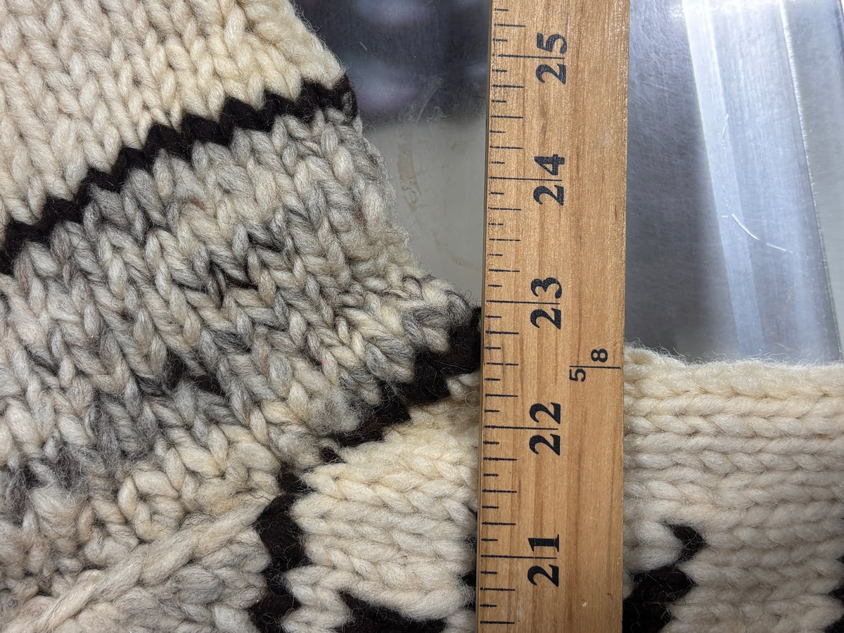 Vintage 60's Cowichan Hand Made Zip Up Cardigan Sweater Size Large