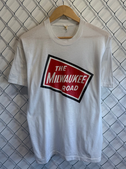 Vintage 80's Screen Stars Milwaukee Road Railroad Graphic Tee Size XL