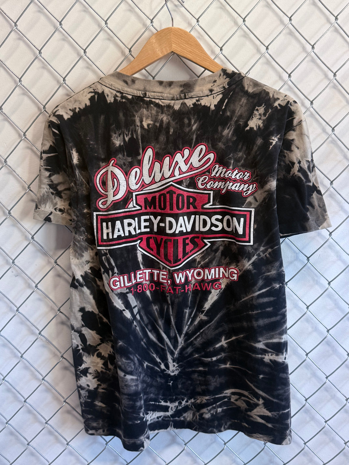 Vintage 1995 Harley Davidson Patches USA Flag Tie Dye Tee Size Medium