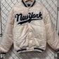 Y2K New York Yankees White Puffer Bomber Jacket Size Large