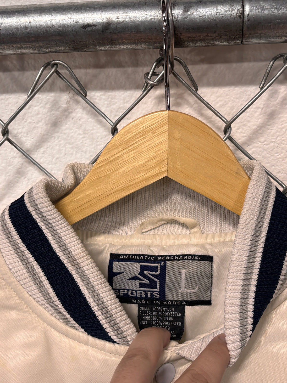 Y2K New York Yankees White Puffer Bomber Jacket Size Large
