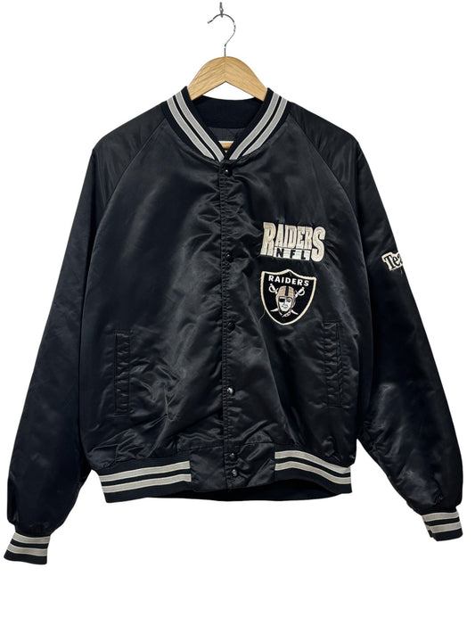 Vintage 90's Chalkline Oakland Raiders NFL Satin Boomober Jacket Size XL