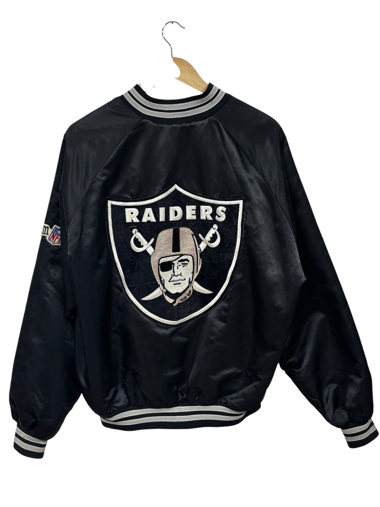 Vintage 90's Chalkline Oakland Raiders NFL Satin Boomober Jacket Size XL