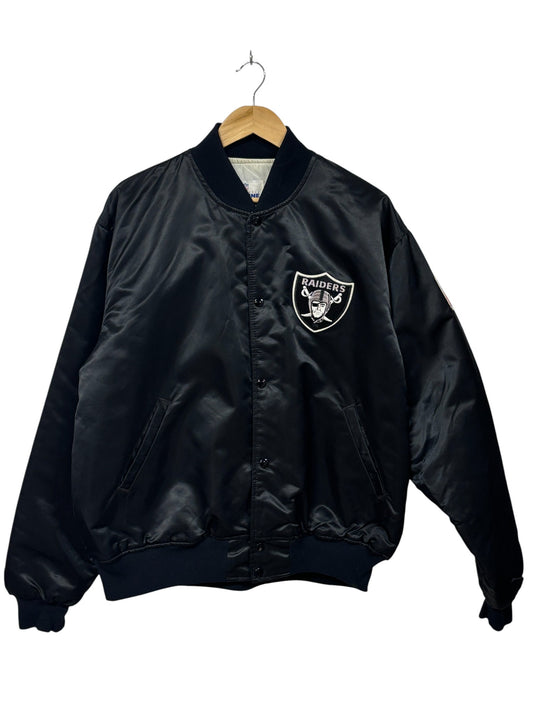 Vintage 90's Starter Pro Line Oakland Raiders Satin Bomber Jacket Size XL
