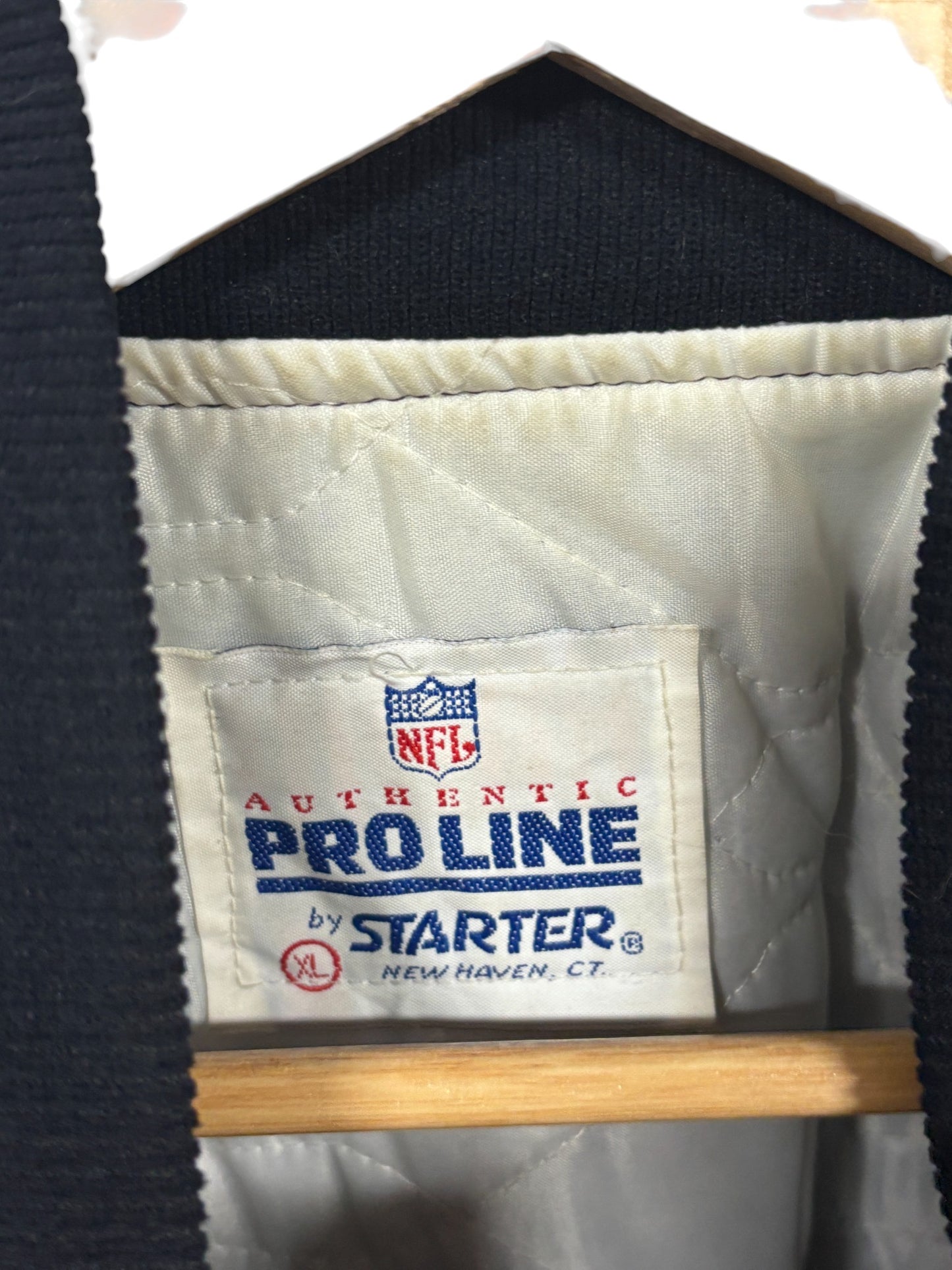 Vintage 90's Starter Pro Line Oakland Raiders Satin Bomber Jacket Size XL