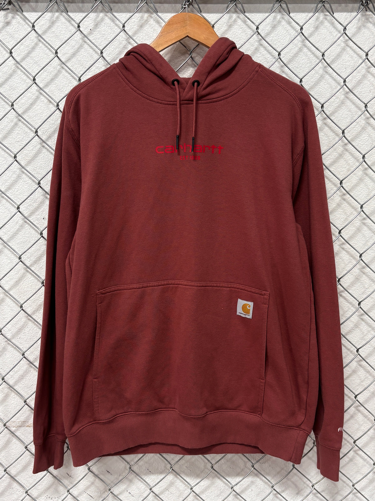 Carhartt Force Red Spell Out Hoodie Size Medium