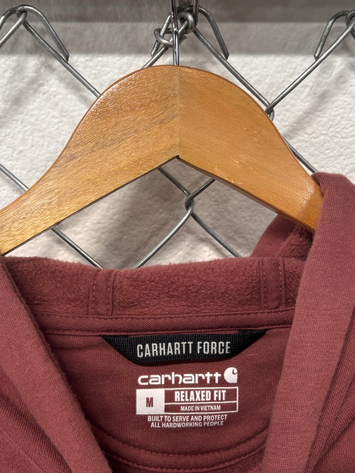 Carhartt Force Red Spell Out Hoodie Size Medium