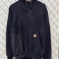 Carhartt Faded Navy Blue Classic Logo Hoodie Size Small