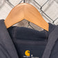 Carhartt Faded Navy Blue Classic Logo Hoodie Size Small