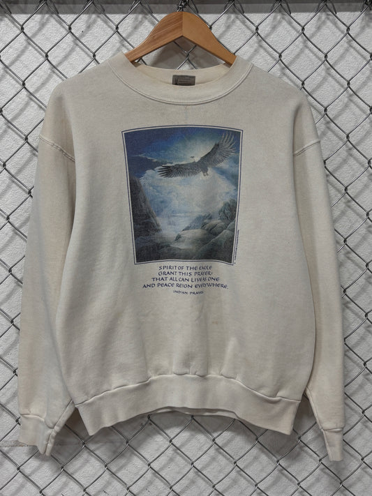 Vintage 90's Native American Prayer Nature Eagle Crewneck Sweater Size Large