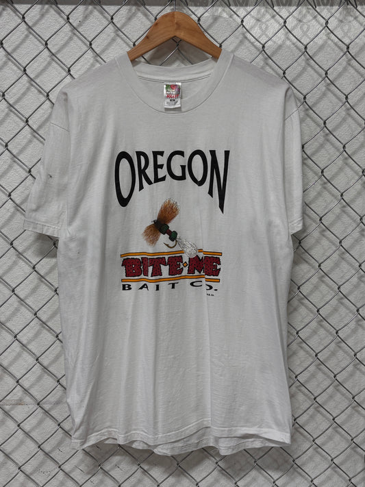 Vintage Oregon Bite Me Bait Company Fishing Graphic Tee Size XL