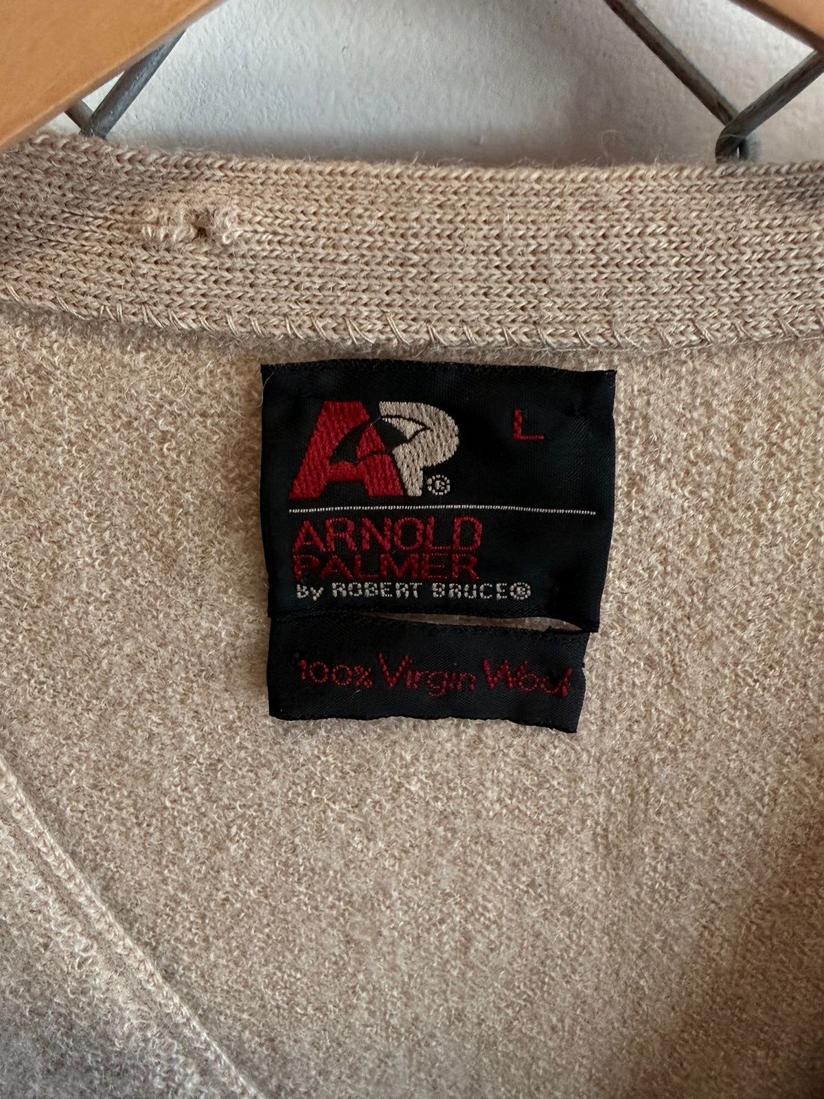 Vintage Arnold Palmer Robert Bruce Virgin Wool Cardigan Sweater Size Large