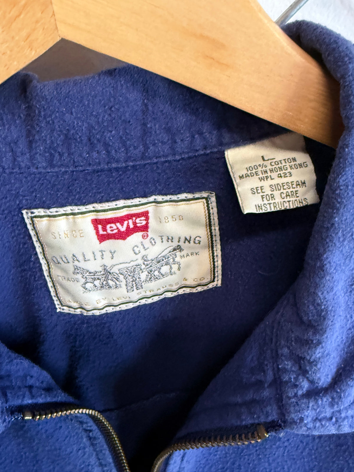 Levi's Blue Quarter Zip Long Sleeve Collared Shirt Size Large
