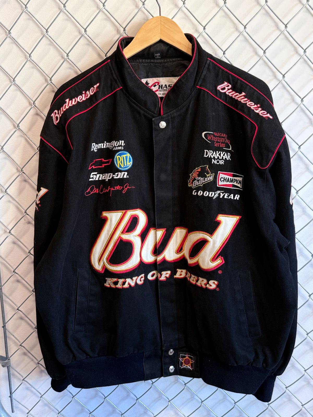 Vintage Jeff Hamilton Budweiser Earnhardt Jr. Racing NASCAR Jacket Size XL