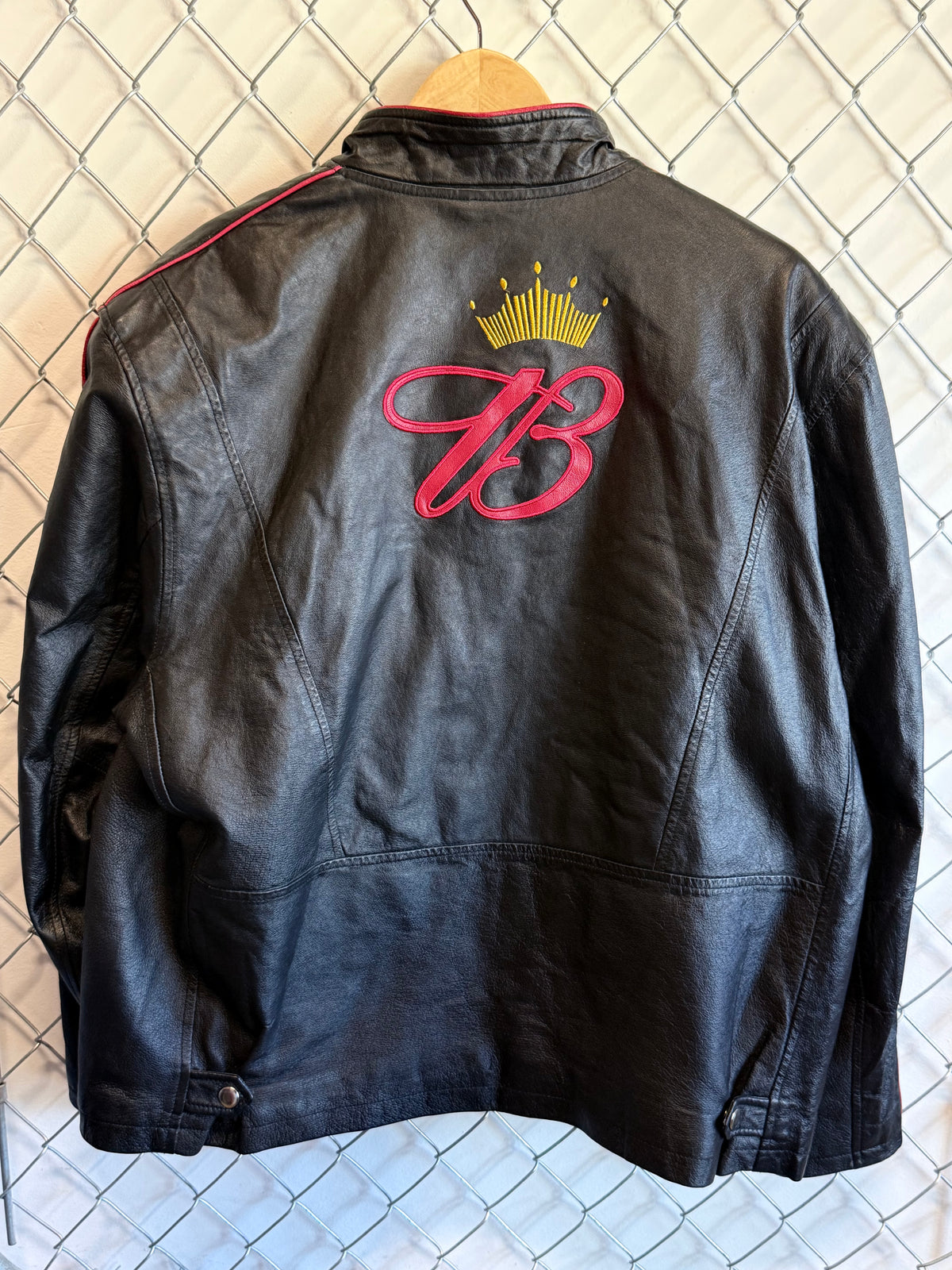 Vintage NASCAR Budweiser Earnhardt Jr. Black Leather Racing Jacket Size Large