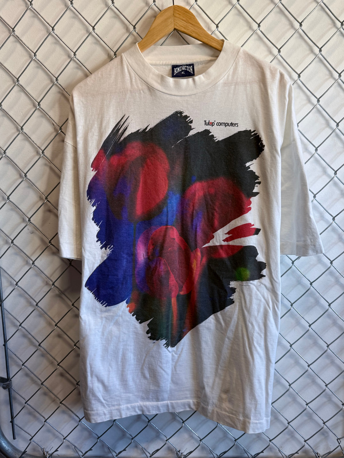 Vintage 90's Dutch Tulip Computers Graphic Tee Size XL