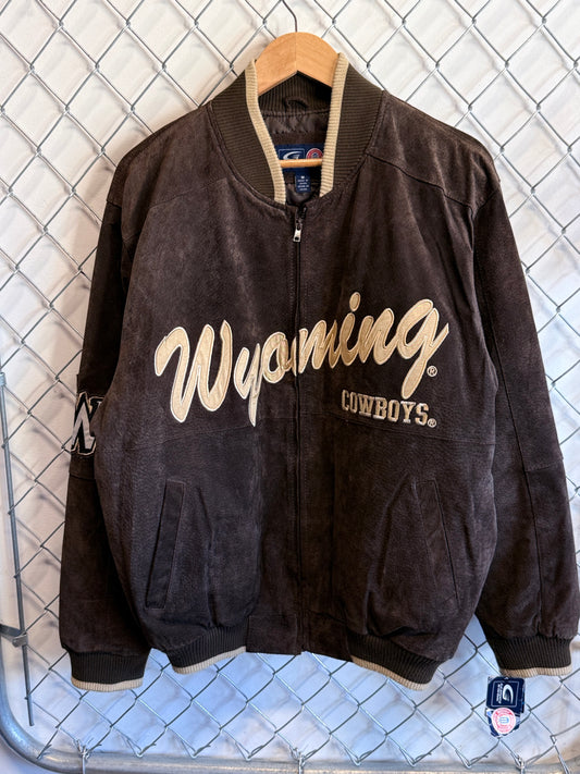 Carl Banks G-3 Wyoming Cowboys Brown Bomber Jacket Size Medium