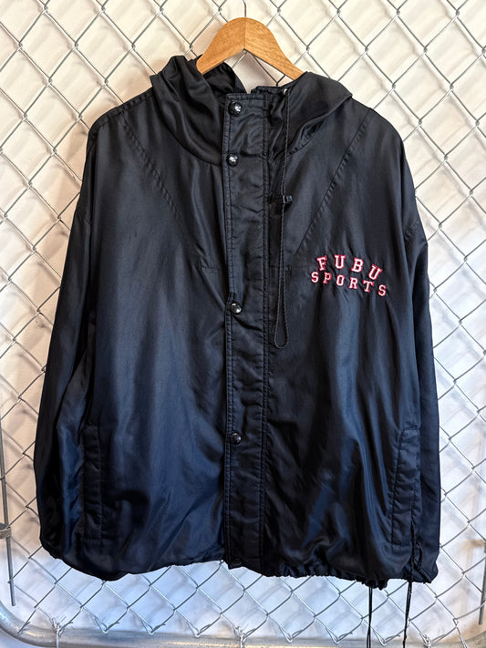 Vintage 90's Black FUBU Sports Big Logo Jacket Size Large